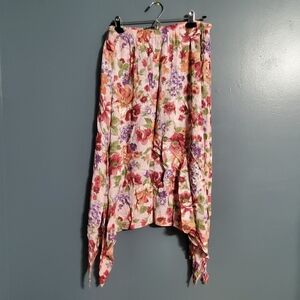 Vintage Karin Stevens Asymmetrical Pink Skirt Floral Print Women's 32 inch Waist